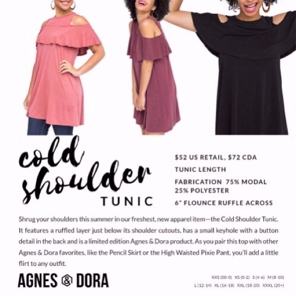 Agnes & Dora Black Cold Shoulder Tunic Size XS - Picture 6 of 6